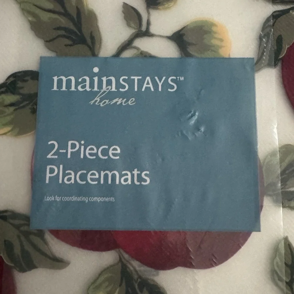 Vintage Apple Placemats Set of 2 Clear Plastic Y2K‎ Aesthetic Kitchen Decor